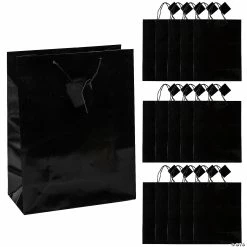 Outlet ๐ 10 1/2" x 13" Large Black Gift Bags - 12 Pc. ๐