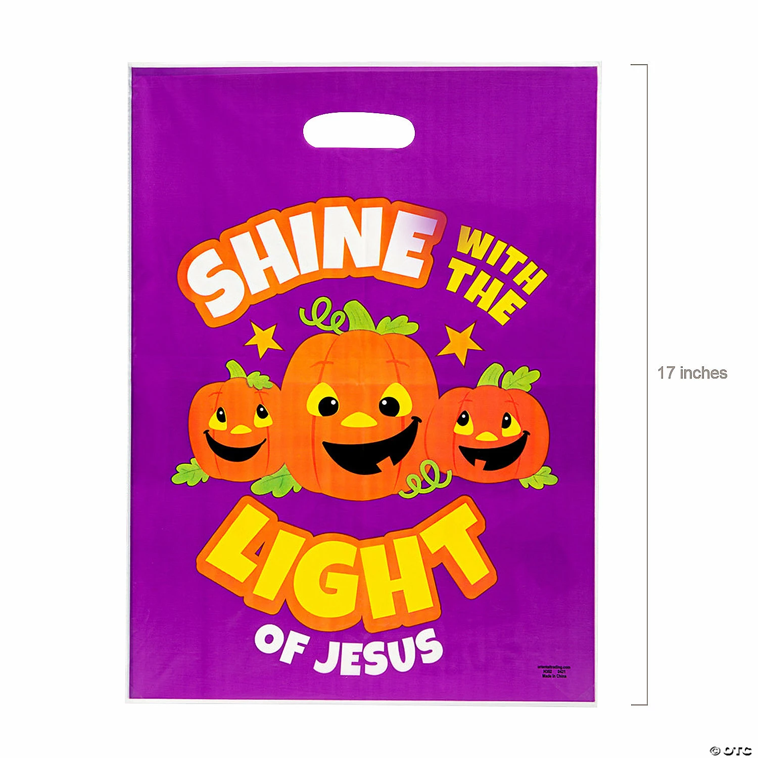Best Sale βοΈ 12 1/2" x 17" Bulk Christian Pumpkin Trick-Or-Treat Plastic Goody Bags - 50 Pc. π - Image 2