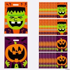 Cheap 💯 12 1/2" x 17" Bulk 🦇 Halloween Character Plastic Trick-or-Treat Goody Bags - 50 Pc. 🤩