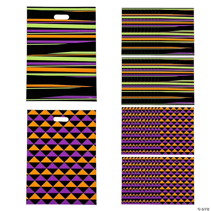 Cheap 🌟 12 1/2" x 17" Bulk 🎃 Halloween Patterned Trick-or-Treat Bags - 50 Pc. 🌟