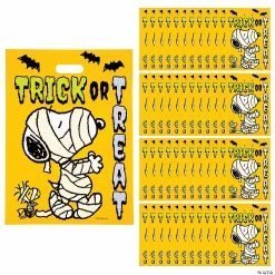 Cheap ๐ 12 1/2" x 17" Bulk Large Peanutsยฎ Snoopy ๐ Halloween Trick-Or-Treat Plastic Goody Bags - 50 Pc. ๐