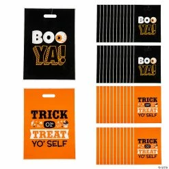 Best Pirce ๐ 12-1/2" x 17" ๐ง Halloween Funny Sayings Trick-or-Treat Plastic Goody Bags - 50 Pc. ๐ฏ