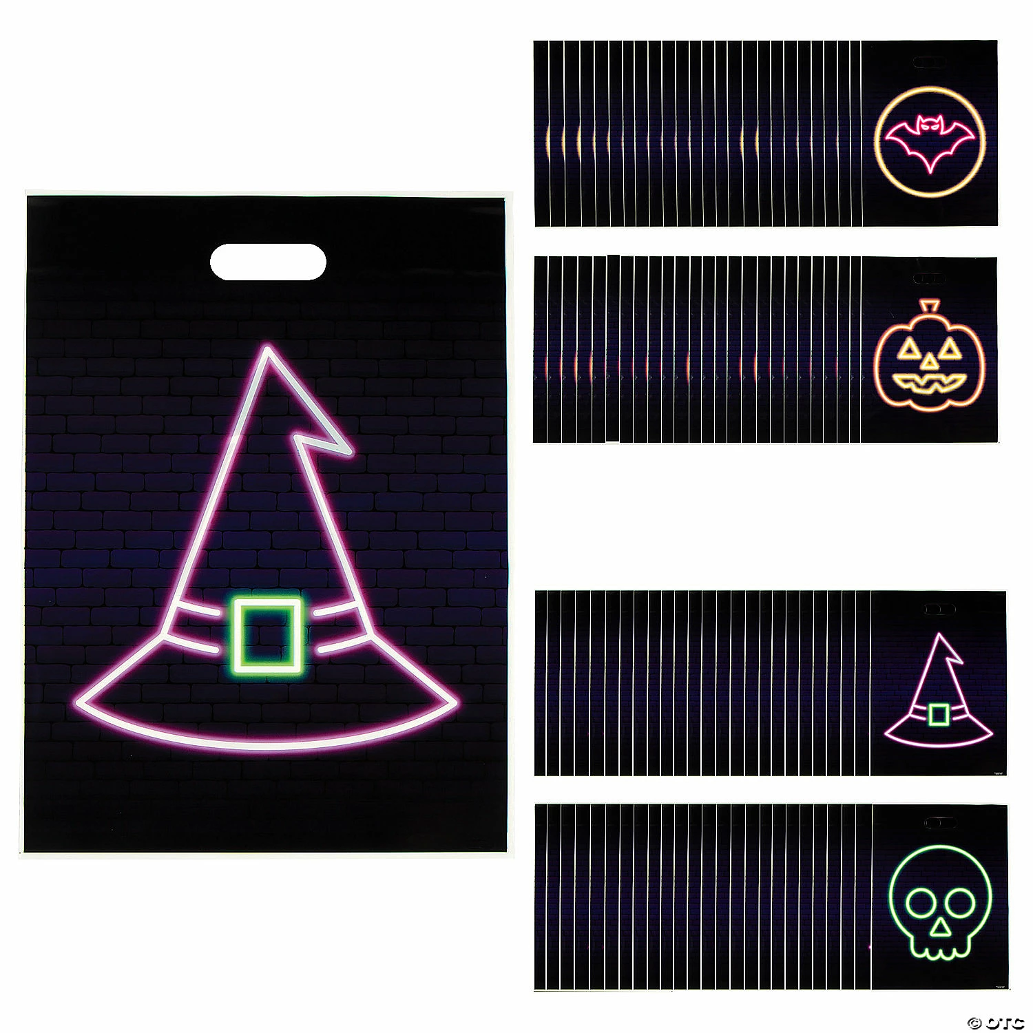 Hot Sale β 12 1/2β x 17" Neon π Halloween Plastic Goody Bags- 100 Pc. π