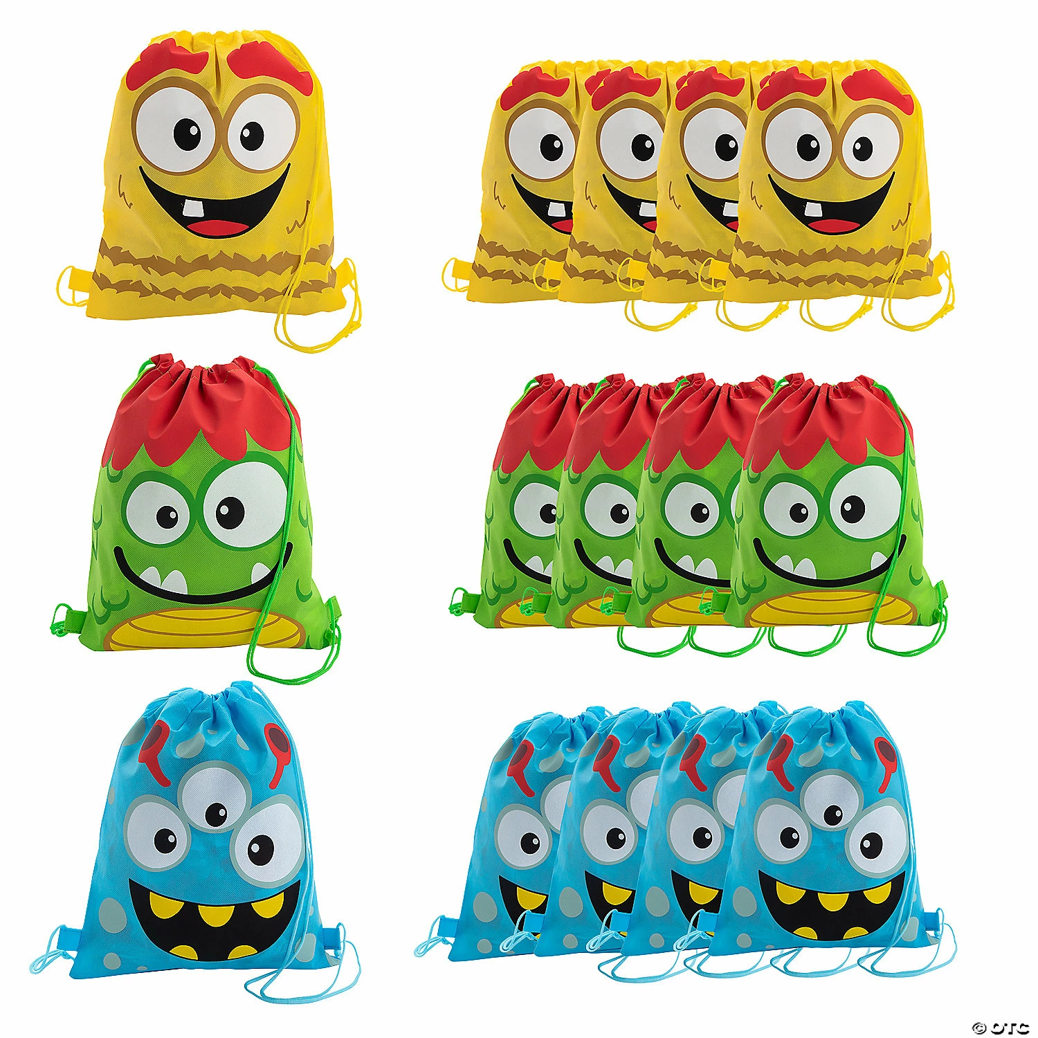 Outlet 🔥 12" x 15" Medium Nonwoven Silly Monster Drawstring Bags - 12 Pc. 🥰