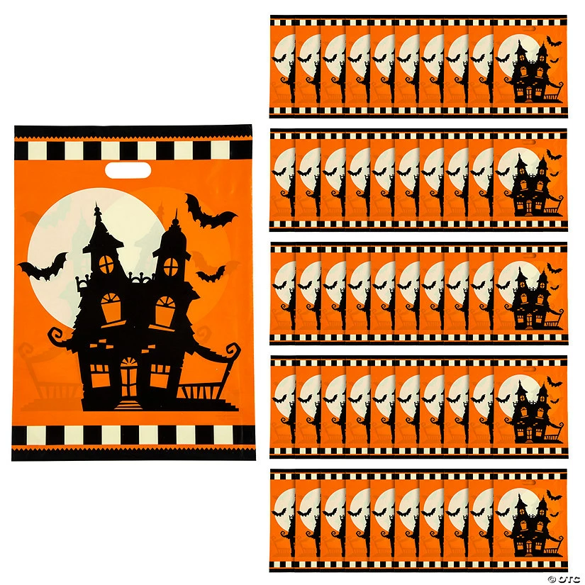 Budget ๐คฉ 12" x 17" Bulk ๐ Halloween Silhouette Trick-or-Treat Goody Bags - 50 Pc. ๐คฉ