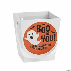 Hot Sale 💯 Personalized White 🎃 Halloween Buckets - 12 Pc. 🔔
