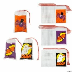 Budget π₯ 2 3/4" x 4" Bulk Mini π§ Halloween Plastic Drawstring Treat Bags - 144 Pc. π