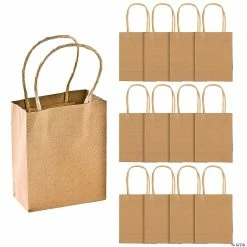 Cheap โจ 4 1/2" x 2" x 5 3/4" Small Brown Kraft Paper Gift Bags - 12 Pc. ๐