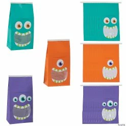 Top 10 ๐ 4 1/2" x 9" ๐ง Halloween Tin Tie Treat Bags with Monster Mouth Window - 24 Pc. ๐