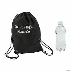 Promo 👏 Personalized Black Drawstring Bags- 12 Pc. 😀