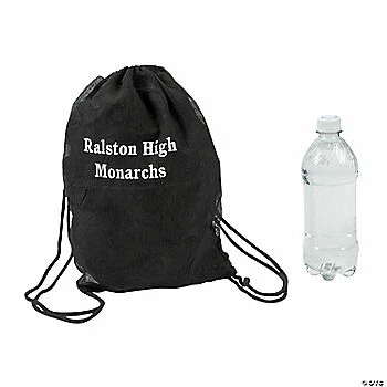 Promo 👏 Personalized Black Drawstring Bags- 12 Pc. 😀