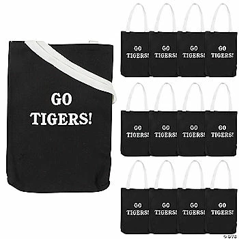 Wholesale π― 10" x 12" Personalized Medium Black Canvas Tote Bags - 12 Pc. π―