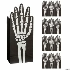 Best deal โญ 5 1/4" x 13" Fold-Over Skeleton Hand Paper Treat Bags - 12 Pc. ๐งจ