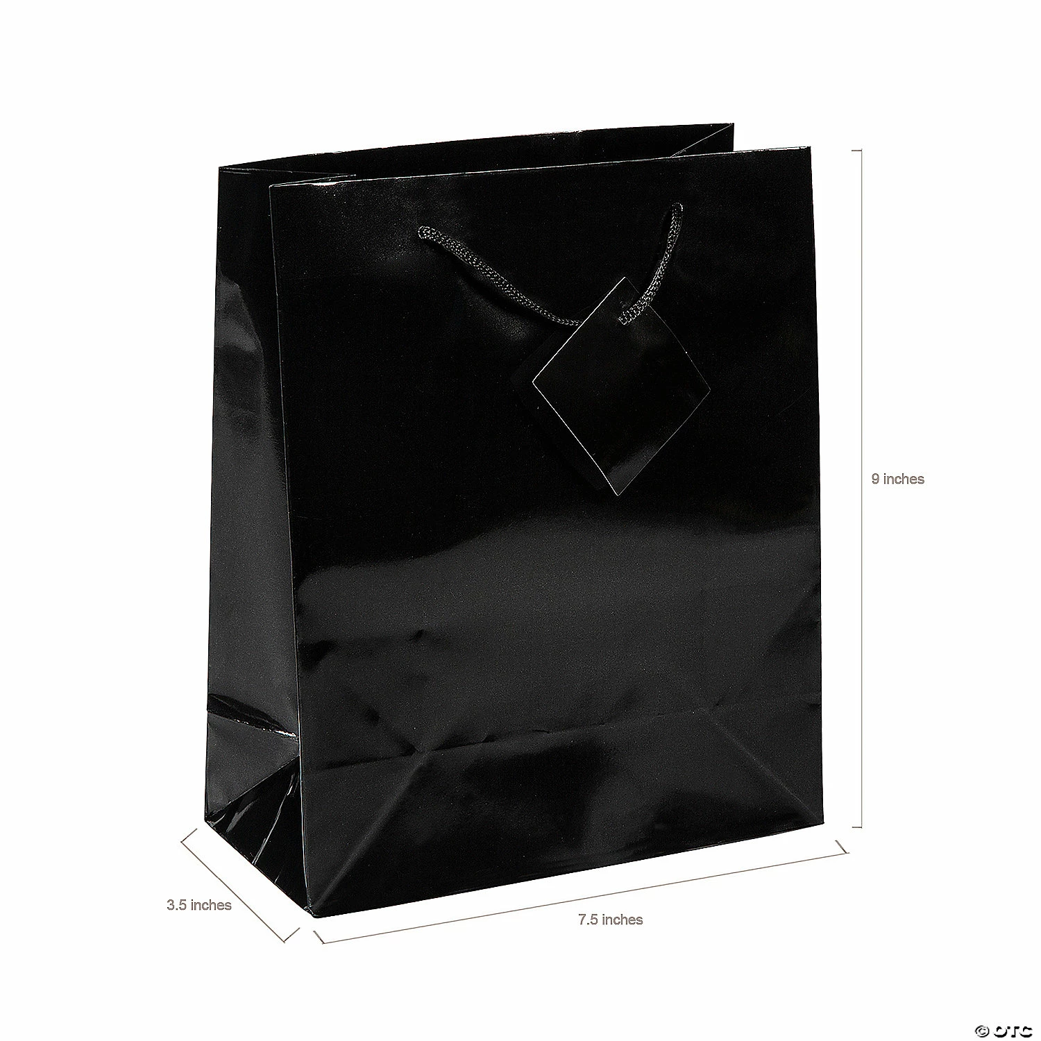 Best Sale π 7 1/2" x 9" Medium Black Paper Gift Bags - 12 Pc. π - Image 2