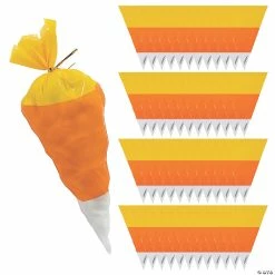 Deals ๐งจ 7" x 9" ๐ฌ Candy Corn-Shaped Cellophane Bags - 50 Pc. ๐