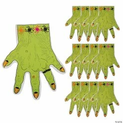 Budget ๐คฉ 9 1/2" x 11 1/2" Monster Hand-Shaped Plastic Treat Bags - 12 Pc. ๐งจ