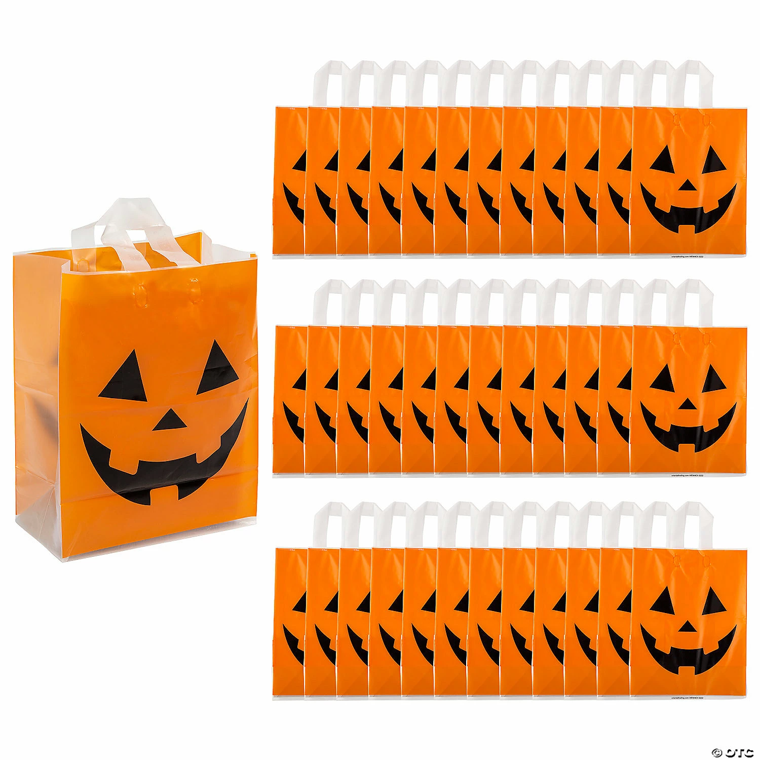 Budget β€οΈ 9 1/2" x 12" Large π§ Halloween Jack-Oβ-Lantern Plastic Tote Bags - 36 Pc. π