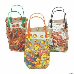 Budget ๐ 9 1/2" x 5 1/4" x 12" Medium ๐ฆ Halloween Pattern Plastic Goody Bags - 36 Pc. ๐