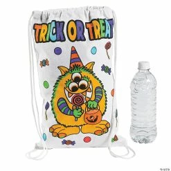 Discount ๐ฏ Color Your Own Medium Trick-or-Treat Drawstring Bags - 12 Pc. ๐