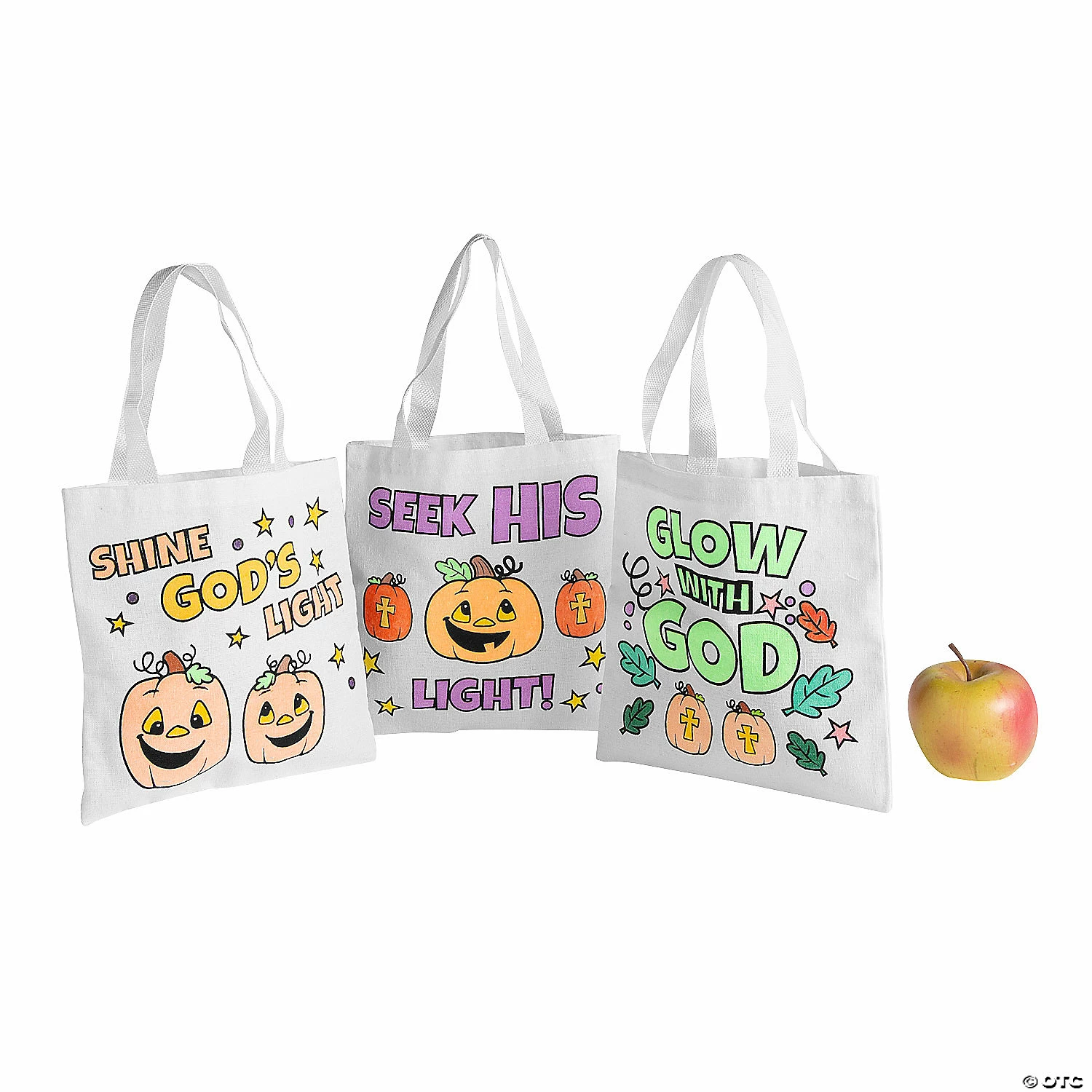 Top 10 𧨠Color Your Own Mini Christian Pumpkin Canvas Tote Bags - 12 Pc. π - Image 2