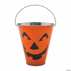 Best Sale 🧨 Jack-O'-Lantern Galvanized Pails - 12 Pc. 👏