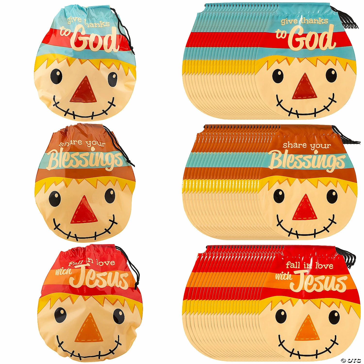 Wholesale ๐ฅฐ Medium Religious Scarecrow Drawstring Goody Bags - 72 Pc. ๐